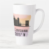 ニューオーリンズシティスカイライン緯度と経度 カフェラテマグ (右)