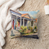 ニューオーリンズショットガンホームズウォーターカラースタイル クッション (ブランケット)