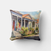 ニューオーリンズショットガンホームズウォーターカラースタイル クッション (正面)