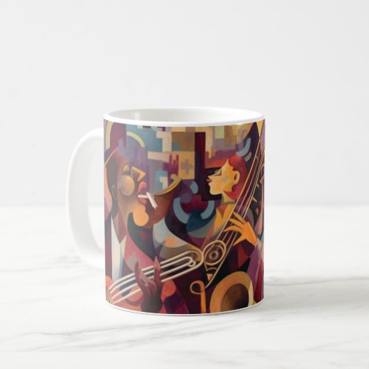 ニューオーリンズジャズクラブ抽象芸術アート コーヒーマグカップ (正面左)