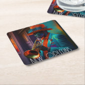 ニューオーリンズジャズトランペット選手をノーラでスアベニュー スクエアペーパーコースター (アングル)