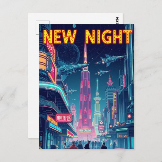 ニューオーリンズジャズナイト – ヴィンテージアート ポストカード (正面/裏面)