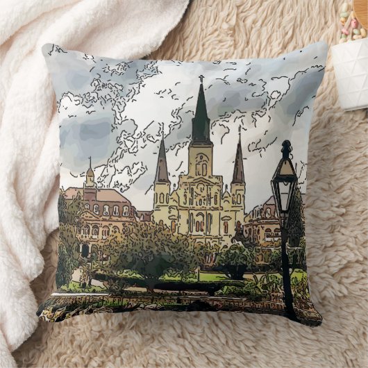 ニューオーリンズジャックソンスクエア クッション (ブランケット)