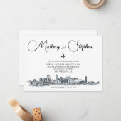 ニューオーリンズスカイラインリハーサルディナー招待状 ノートカード (正面/裏面インサイチュ)