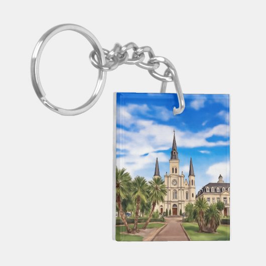 ニューオーリンズセントルイス大聖堂フランスの区 キーホルダー (正面左)
