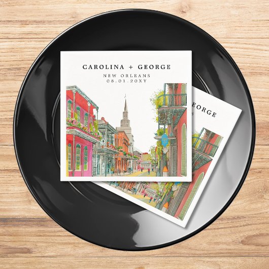 ニューオーリンズノーラルイジアナ – ウォーター結婚カラー スタンダードカクテルナプキン