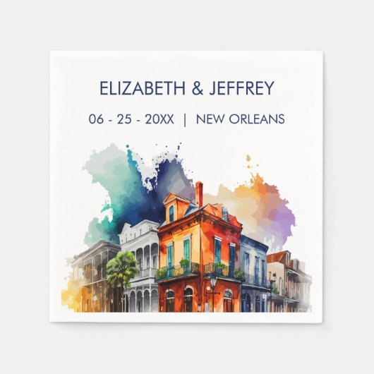 ニューオーリンズノーラルイジアナ – ウォーター結婚カラー スタンダードカクテルナプキン (正面)