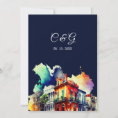 ニューオーリンズノーラルイジアナ – ウォーター結婚カラー 招待状 (裏面)