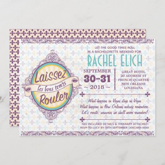 ニューオーリンズバチェロレッテ招待状 招待状 (正面/裏面)