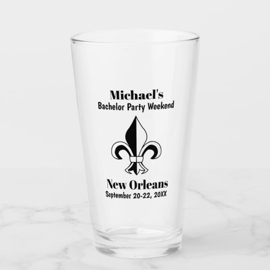 ニューオーリンズバチュラーパーティトリップフライトビールピント タンブラーグラス (正面)