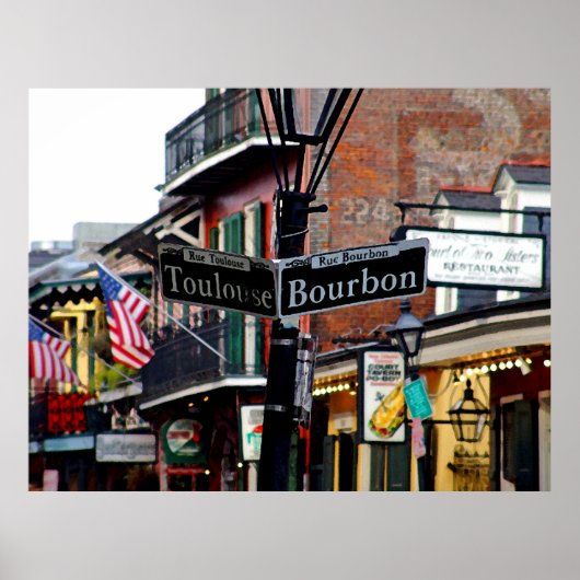 ニューオーリンズバーボン&トゥールーズ通りポスタープリント ポスター (正面)