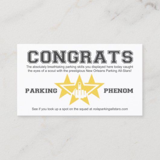 ニューオーリンズパーキングオールスタースカウトカード コーリングカード (正面)