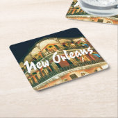 ニューオーリンズフランスのクォーターアーキテクチャストーンコーズ スクエアペーパーコースター (アングル)