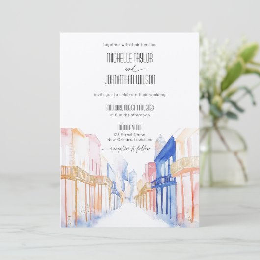 ニューオーリンズフランスのクォーターデスティネーションウェディング 招待状 (スタンド正面)