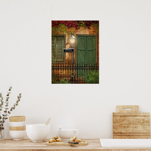 ニューオーリンズフランスのクォーターブリック&スタッコ ポスター (キッチン)