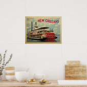 ニューオーリンズポスタールイジアナリバーボートヴィンテージ ポスター (キッチン)