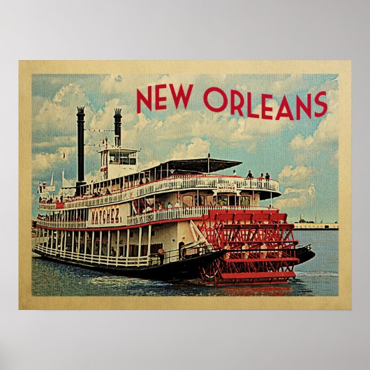 ニューオーリンズポスタールイジアナリバーボートヴィンテージ ポスター (正面)