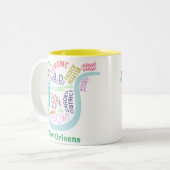 ニューオーリンズマップノラネイバーシティワードタイポグラフィ ツートーンマグカップ (正面左)