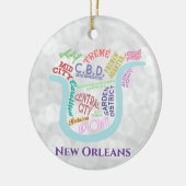 ニューオーリンズマップノーラワードタイポグラフィクリスマス セラミックオーナメント (左)
