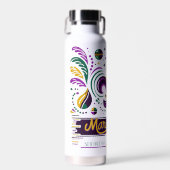 ニューオーリンズマルディグラスパープルイエローグリーン ウォーターボトル (正面)