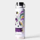 ニューオーリンズマルディグラスパープルイエローグリーン ウォーターボトル (背面)