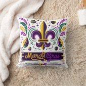 ニューオーリンズマルディグラスパープルイエローグリーン クッション (ブランケット)