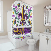 ニューオーリンズマルディグラスパープルイエローグリーン シャワーカーテン (インサイチュ)