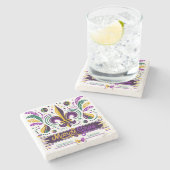 ニューオーリンズマルディグラスパープルイエローグリーン ストーンコースター (横)