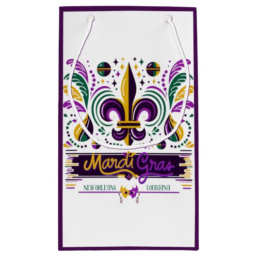 ニューオーリンズマルディグラスパープルイエローグリーン スモールペーパーバッグ (裏面)