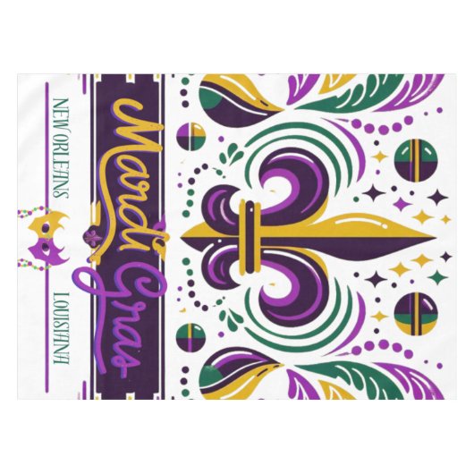 ニューオーリンズマルディグラスパープルイエローグリーン テーブルクロス (正面(横))