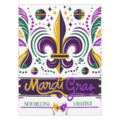 ニューオーリンズマルディグラスパープルイエローグリーン テーブルクロス (正面)