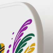 ニューオーリンズマルディグラスパープルイエローグリーン ピックルボールラケット (左詳細)