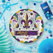 ニューオーリンズマルディグラスパープルイエローグリーン ペーパープレート (パーティー)