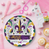 ニューオーリンズマルディグラスパープルイエローグリーン ペーパープレート (パーティー)