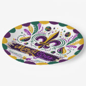 ニューオーリンズマルディグラスパープルイエローグリーン ペーパープレート (アングル)