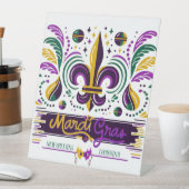 ニューオーリンズマルディグラスパープルイエローグリーン 台座サイン (インサイチュ)