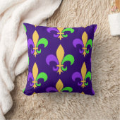 ニューオーリンズマルディグラスパープル（紋章の）フラ・ダ・リ クッション (ブランケット)