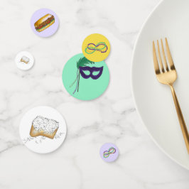 ニューオーリンズマルディグラスベイグネットビーズマスクポボーイ コンフェッティ