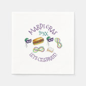 ニューオーリンズマルディグラスベイグネットビーズマスクポボーイ スタンダードカクテルナプキン (正面)