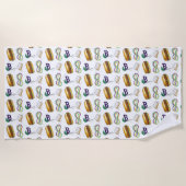 ニューオーリンズマルディグラスベイグネットビーズマスクポボーイ ビーチタオル (正面)