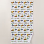 ニューオーリンズマルディグラスベイグネットビーズマスクポボーイ ビーチタオル (正面)