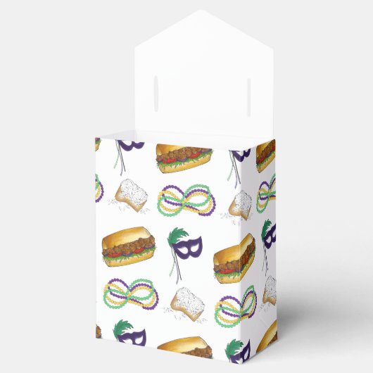 ニューオーリンズマルディグラスベイグネットビーズマスクポボーイ フェイバーボックス (オープン)