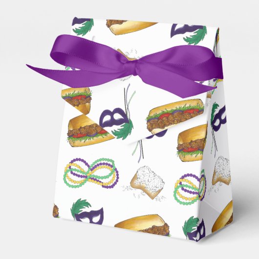 ニューオーリンズマルディグラスベイグネットビーズマスクポボーイ フェイバーボックス (正面サイド)