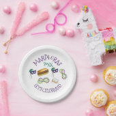 ニューオーリンズマルディグラスベイグネットビーズマスクポボーイ ペーパープレート (パーティー)