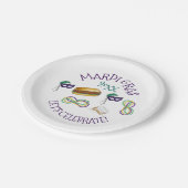 ニューオーリンズマルディグラスベイグネットビーズマスクポボーイ ペーパープレート (アングル)