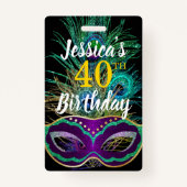 ニューオーリンズマルディグラ買ス誕生日ドリンクQRコード バッジ (正面)