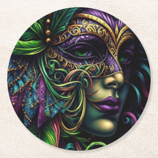 ニューオーリンズマルディグラ ラウンドペーパーコースター (正面)