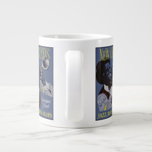 ニューオーリンズミュージック名前をカスタムするジャンボマグ ジャンボコーヒーマグカップ (裏面)