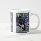 ニューオーリンズミュージック名前をカスタムするジャンボマグ ジャンボコーヒーマグカップ (右)