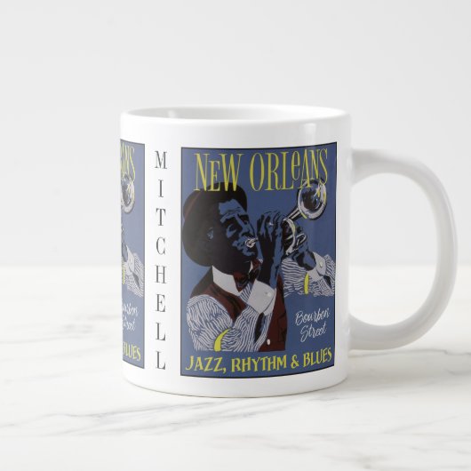 ニューオーリンズミュージック名前をカスタムするジャンボマグ ジャンボコーヒーマグカップ (右)